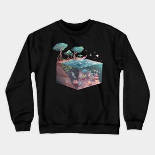 Isometric Coral Reef and Mangrove Ecosystem Crewneck Sweatshirt